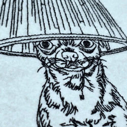 Chihuahua Lamp On Head Line Art