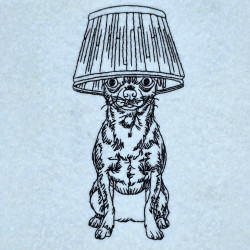 Chihuahua Lamp On Head Line Art