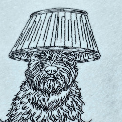 Schnauzer Lamp On Head Dog Line Art