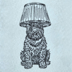Schnauzer Lamp On Head Dog Line Art