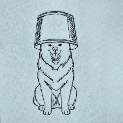 Samoyed Lamp On Head Dog Line Art