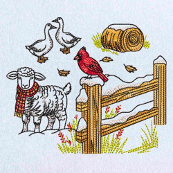 Farm Fence Winter Friends