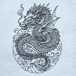 Imperial Cloud Dragon Line Art