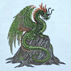 Emerald Dragon On Cliff