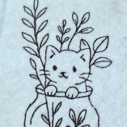 Cat In Glass Jar Line Art