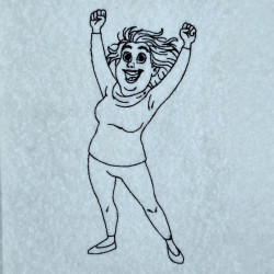 Doris Celebrating Line Art