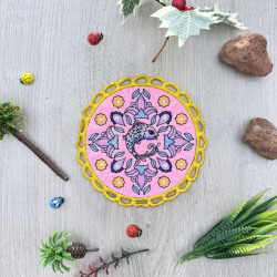 Fish Mexican Art Lace Edge Coaster