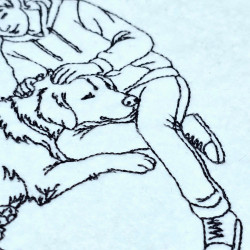 Boy And Dog Line Art