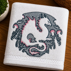 Celestial Teal Circle Dragon Embossed