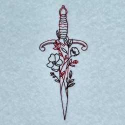 A Sword Adorned With Flowers And Leaves