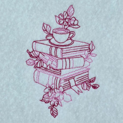 Floral Books With Teacup