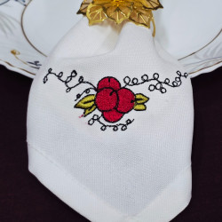 Red Blossom Berries Napkin Corner