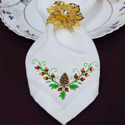 Golden Acorn And Pinecone Napkin Corner