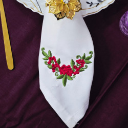 Red Floral Cluster Napkin Corner