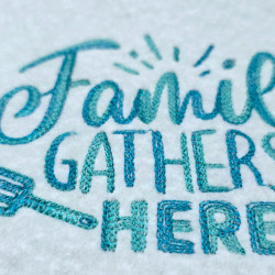 Family Gathers Here Kitchen Quote