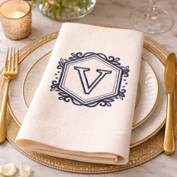 Hexagon Decorative Frame Monogram Letter V