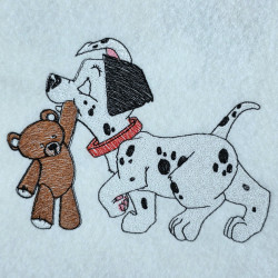 Playful Pup With Teddy Bear