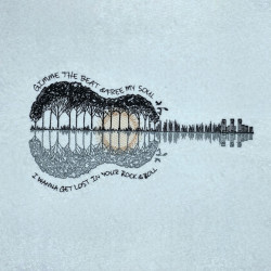 Guitar Landscape Sunset With Drift Away Lyrics