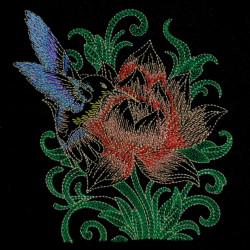 Floral Garden Black Panel Embroidery Designs