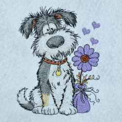 Fluffy Schnauzer With Flower