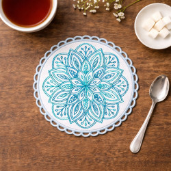 Floral Mandala Lace Edge ITH Coaster
