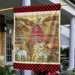 Autumn Barn Farm Scene Panel Embroidery Design