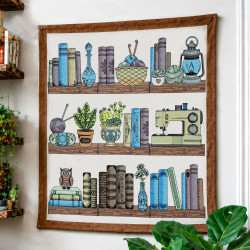Cozy Bookshelf Panel Embroidery Design