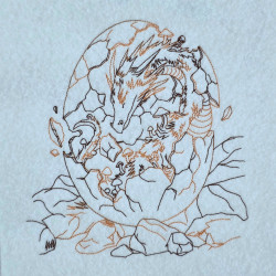 Cracked Egg Dragon Line Art