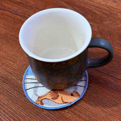 Cat Eating Fish ITH Coaster