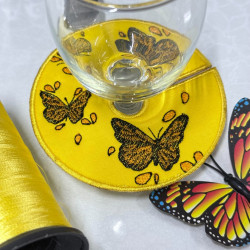 Monarch Butterfly Wine Stem ITH Coaster