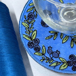 Blueberries And Leaves Wine Stem ITH Coaster