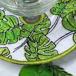 Monstera Blast Wine Stem ITH Coaster