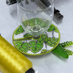 Monstera Blast Wine Stem ITH Coaster