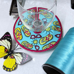 Flipflop And Sunglasses Wine Stem ITH Coaster