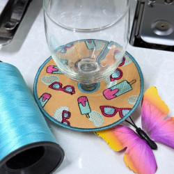 Icecream And Sunglasses Wine Stem ITH Coaster