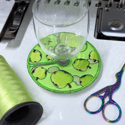 Green Apples Wine Stem ITH Coaster