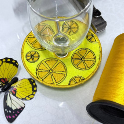 Sliced Lemon Wine Stem ITH Coaster