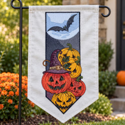 Halloween Bat And Jack-O’-Lantern Pumpkins Garden Flag