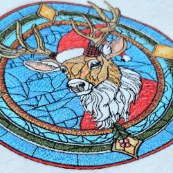 Stained Glass Christmas Deer Circle
