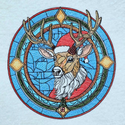 Stained Glass Christmas Deer Circle