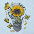 Lightbulb With Sunflower And Butterflies
