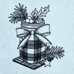 Holiday Mason Ribbon Jar Line Art