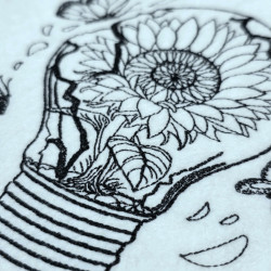Lightbulb With Sunflower And Butterflies Line Art
