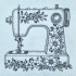 Floral Sewing Machine Line Art