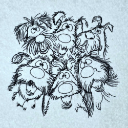 Cute Shaggy Dogs Line Art
