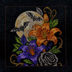 Spooky Floral Halloween Panel Embroidery Design
