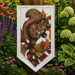 Woodland Squirrel With Acorns Panel Embroidery Design