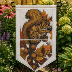 Woodland Squirrel With Acorns Panel Embroidery Design