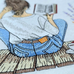 Girl Reading With Lavender