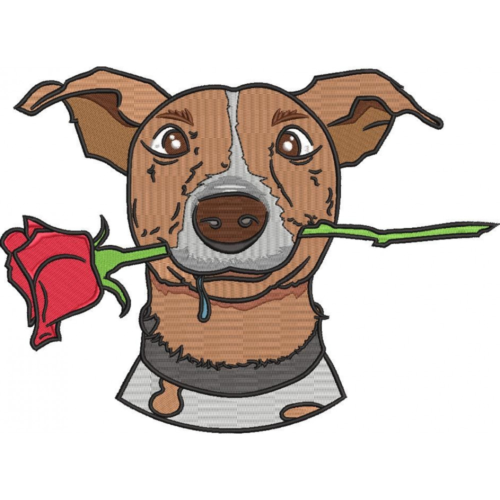 Rose In a Dog Mouth Embroidery Design